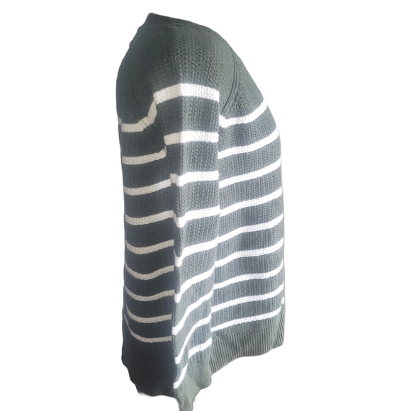 Old Navy Olive Green and White Striped Sweater Sz.L - Picture 4 of 7